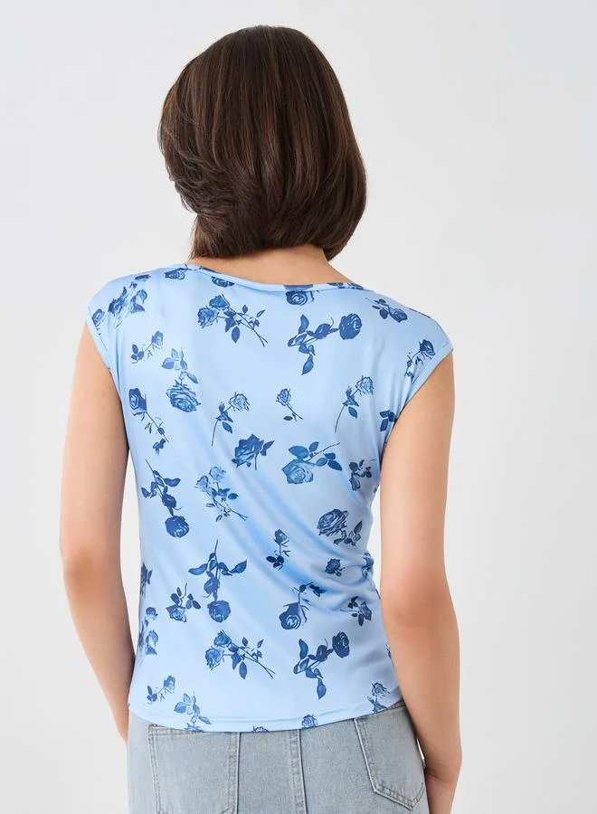 Take Two Take Two Floral Print Sleeveless Knitted Top