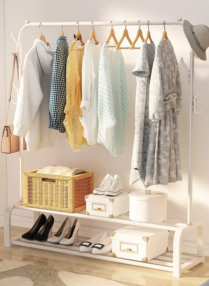 Clothes Organizer And Holder Coated Metal Rack White  - Image 1