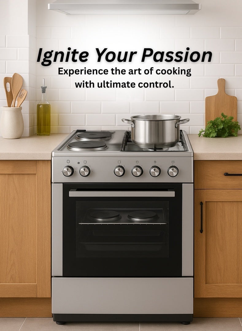 Venus موقد ستانلس ستيل 55x50 سم | 2 موقد غاز + 2 لوح كهربائي | فرن وشواية كهربائية | إشعال تلقائي | تصميم مدمج موفر للمساحة | صنع في تركيا – نموذج VC5522ESD - Image 3