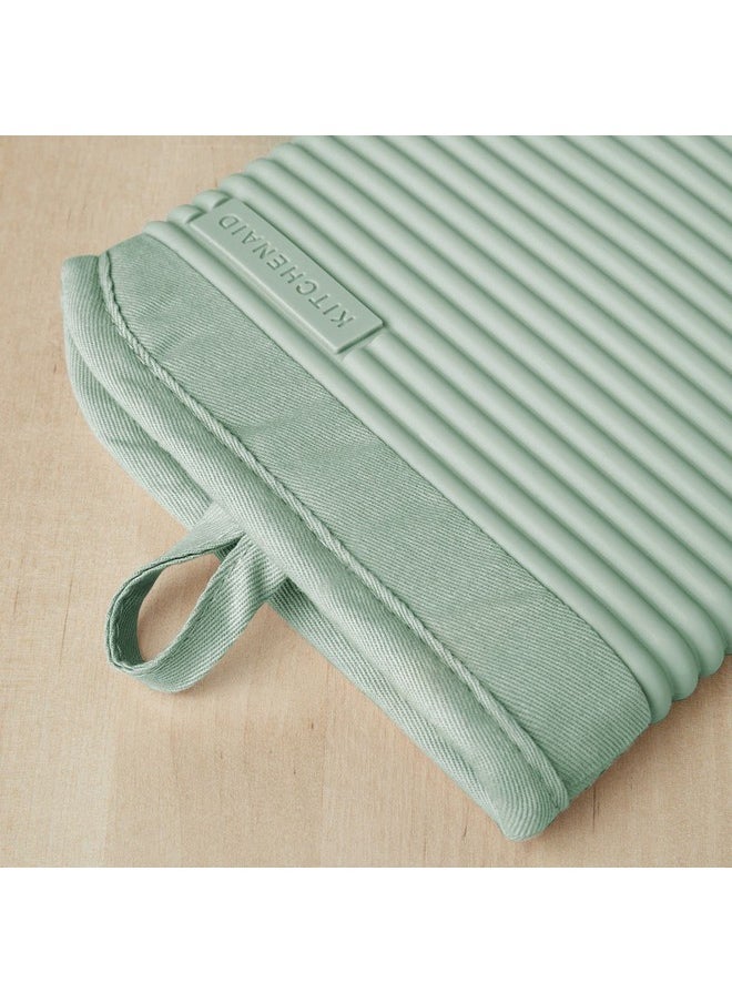 KitchenAid KitchenAid Ribbed Soft Silicone Oven Mitt Set, Pistachio, 7.5"x13", 2 Count  - Image 3