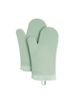 KitchenAid Ribbed Soft Silicone Oven Mitt Set, Pistachio, 7.5"x13", 2 Count