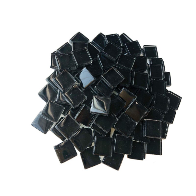 Mosaic Tiles Squares Black Crystal Mosaic Glass Tile for Crafts Bulk DIY Picture Frames Handmade Jewelry Coasters Art Material Decoration1x1cm100 Pieces