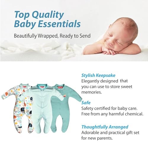 VParents Aqua Full Length Printed Baby Footies Sleepsuit Romper Pack of 3 - New Born (New Born, Green) - Image 2