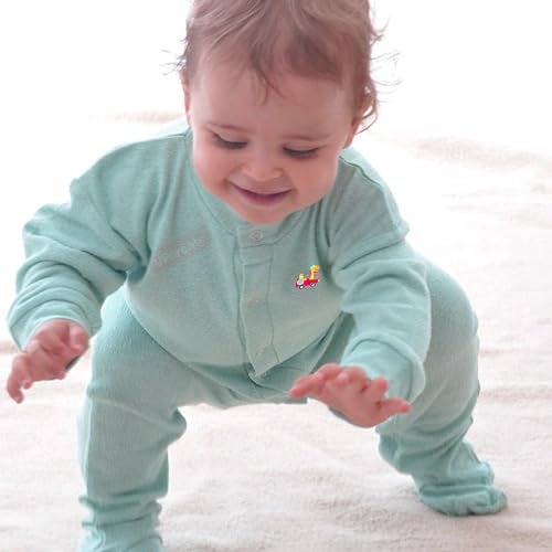 VParents Aqua Full Length Printed Baby Footies Sleepsuit Romper Pack of 3 - New Born (New Born, Green) - Image 5