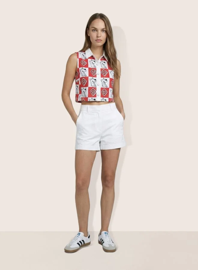 Freehand  Women Relaxed Fit Character Round Neck Sleeveless Crop Shirt  | Best Price UAE