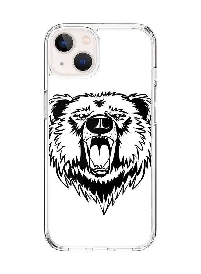 Stylizedd Classic Clear Case for Apple iPhone 14 Hybrid Soft Case Flexible Edges Anti Drop TPU PC Gel Thin Transparent Cover [ Designed for Apple iPhone 14 ] - Grizzly Bear Full Print - Image 1