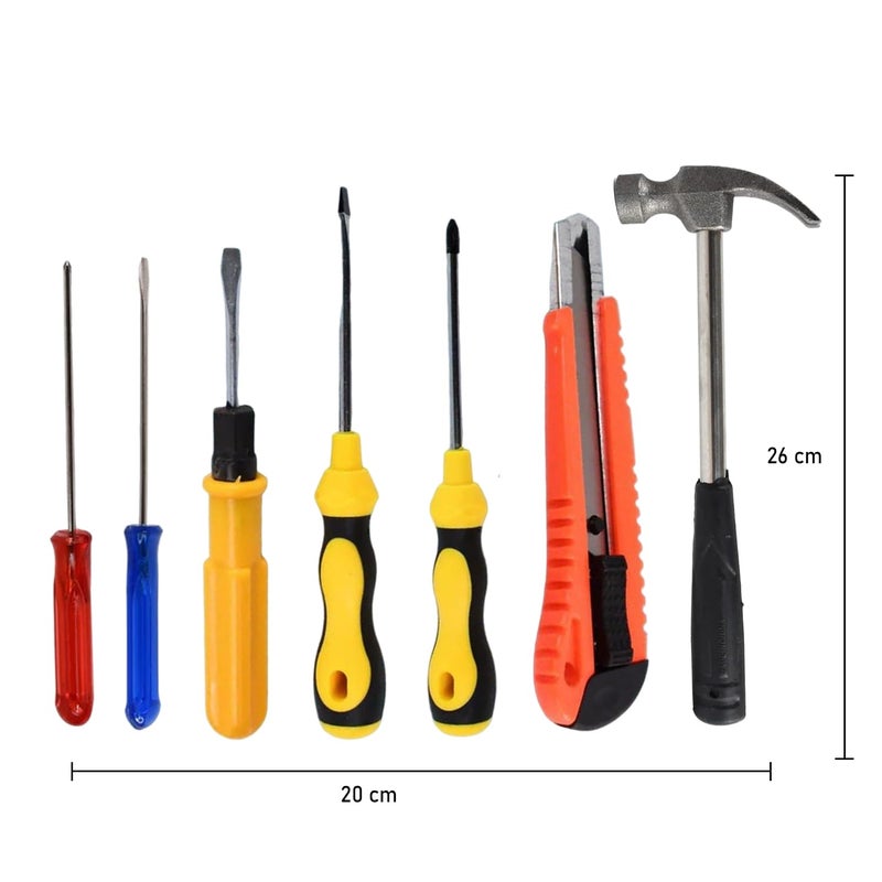Oblivion Hand Tool Kit 7 Pcs Complete DIY Repair Set with Magnetic Wrist Band for Holding Screws Bolts Drill Bits Small Tools Portable Home Workshop Set with Convenient Wristband Pack of 1 - Image 4