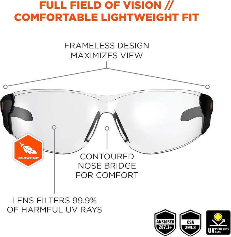 Ergodyne Skullerz SAGA Frameless Safety Glasses Clear Lens - Image 2