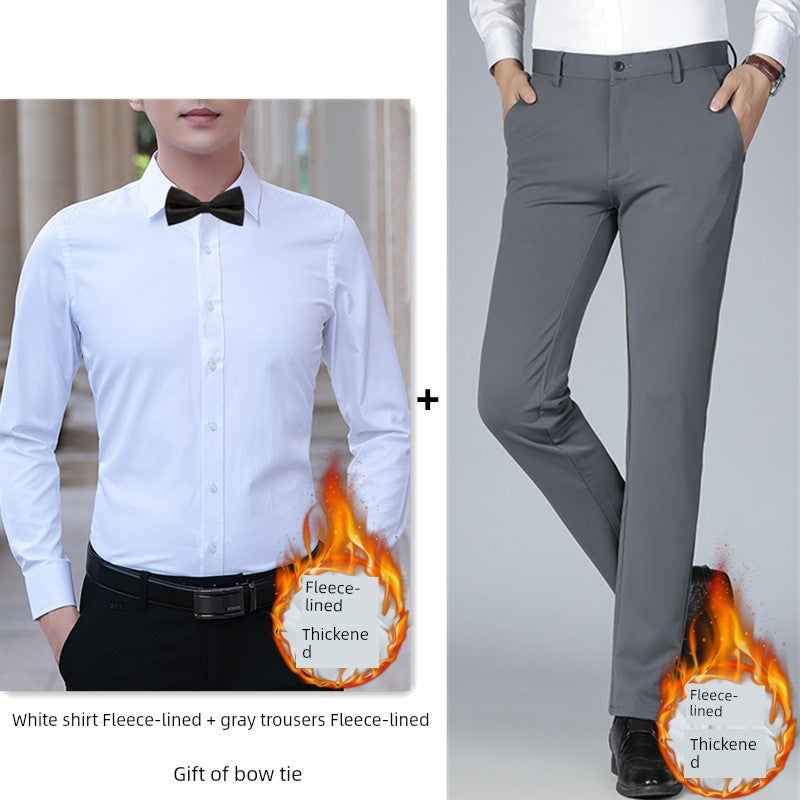 Wedding dress white shirt best man brother group shirt short-sleeved suit suit men suit pants clothes long-sleeved clothing - Image 2