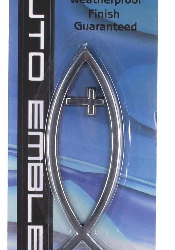 Harbor House Large Silver Christian Cross Fish Auto Emblem - Image 2