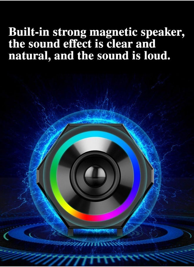 SADA - Mini USB Wired Computer Speakers Stereo Bass Speakers with Colorful Ambient Lights and Bluetooth Function - Image 1