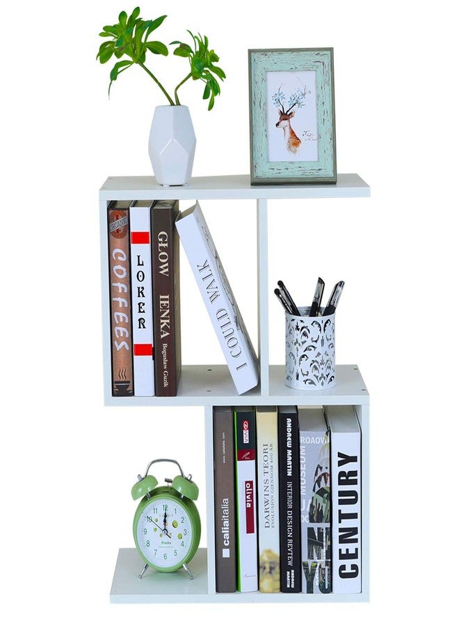 PAG Desktop Shelf Freestanding Wooden Small Bookshelf Desk Supplies Organizers and Accessories Storage Display Rack Office Dorm Decor for Women, White - Image 2