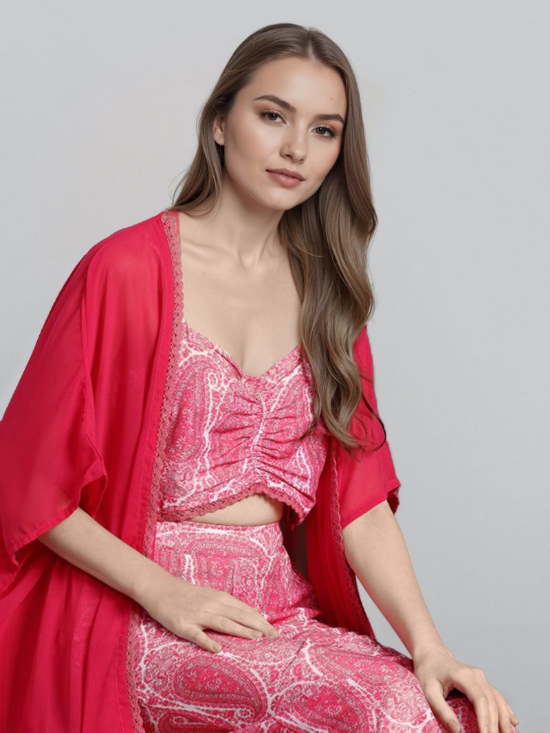 Ahalyaa Pink Printed Co-Ords Set for Women - Image 1