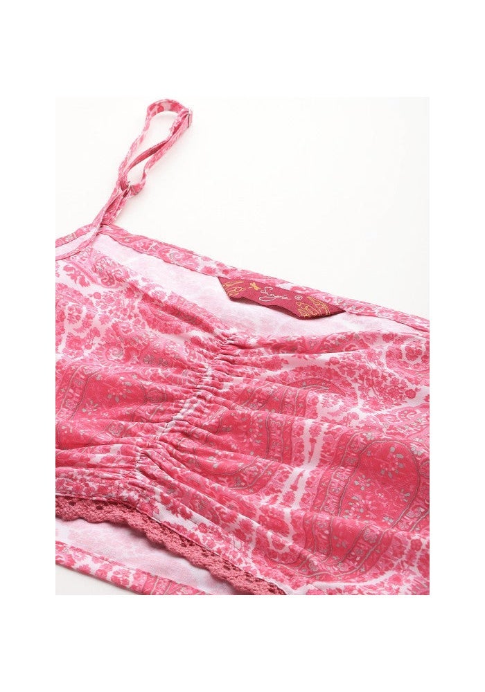 Ahalyaa Pink Printed Co-Ords Set for Women - Image 3