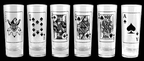 BARCONIC Poker 2oz Shot Glass Set 6 Pack