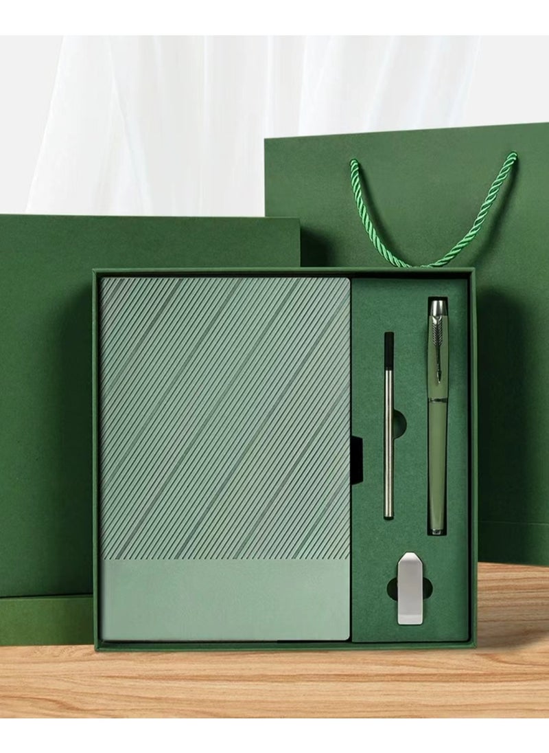 Generic Work diary, business notebook with hardcover lining for writing diary, gift box set of four pieces for men and women's notes, dark green  - Image 1
