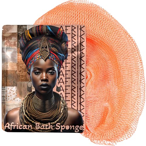 AFRIKI African Net Sponge – Exfoliating Body Scrubber, Black Owned & Rooted in Africa, All Skin Types | 45 in Long (Salmon) - Image 1