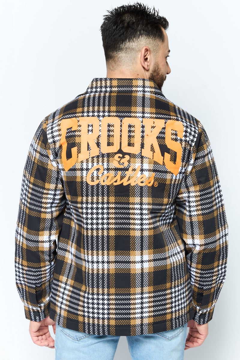 Crooks & Castles Men Allover Print Jacket Shirt, Black  - Image 4
