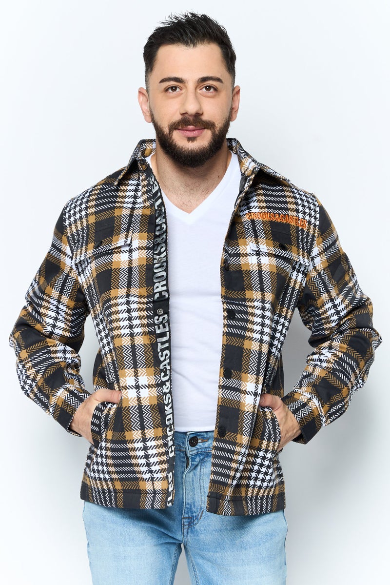 Crooks & Castles Men Allover Print Jacket Shirt, Black  - Image 1