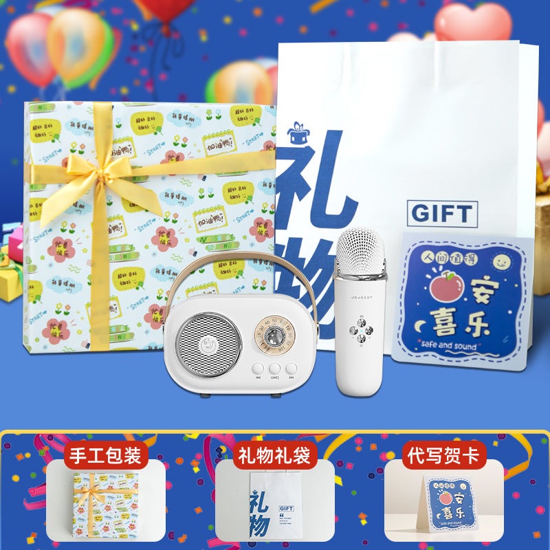 Microphone Bluetooth Audio With Microphone Singing Audio All-In-One Gift Custom Outdoor Portable Karaoke Speaker - Image 1