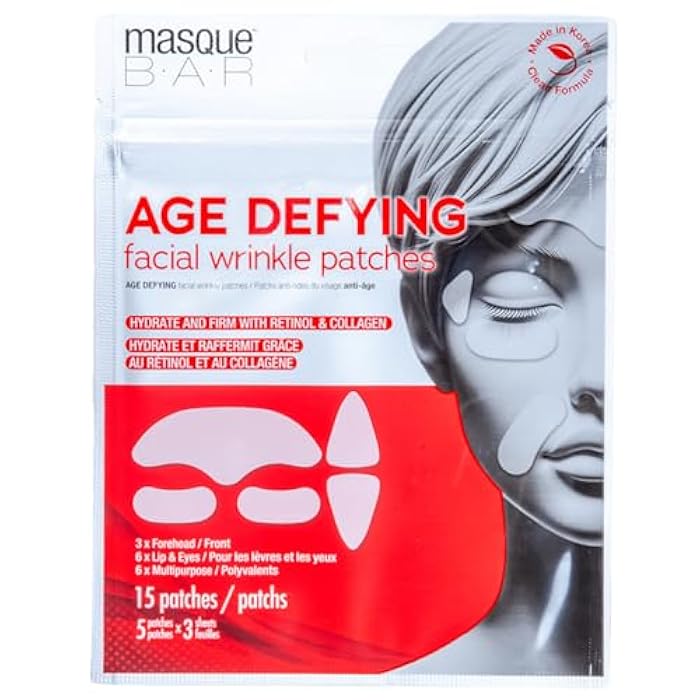 Masque Bar Age Defying Facial Wrinkle Patches - Anti-Wrinkle Patches with Retinol, Collagen & Hyaluronic Acid - Forehead Wrinkle Patches, Face Lift Patches, Korean Skincare for Skin Firming & Plumping - Image 1