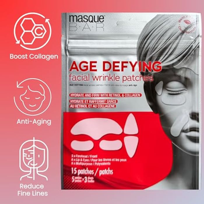 Masque Bar Age Defying Facial Wrinkle Patches - Anti-Wrinkle Patches with Retinol, Collagen & Hyaluronic Acid - Forehead Wrinkle Patches, Face Lift Patches, Korean Skincare for Skin Firming & Plumping - Image 2