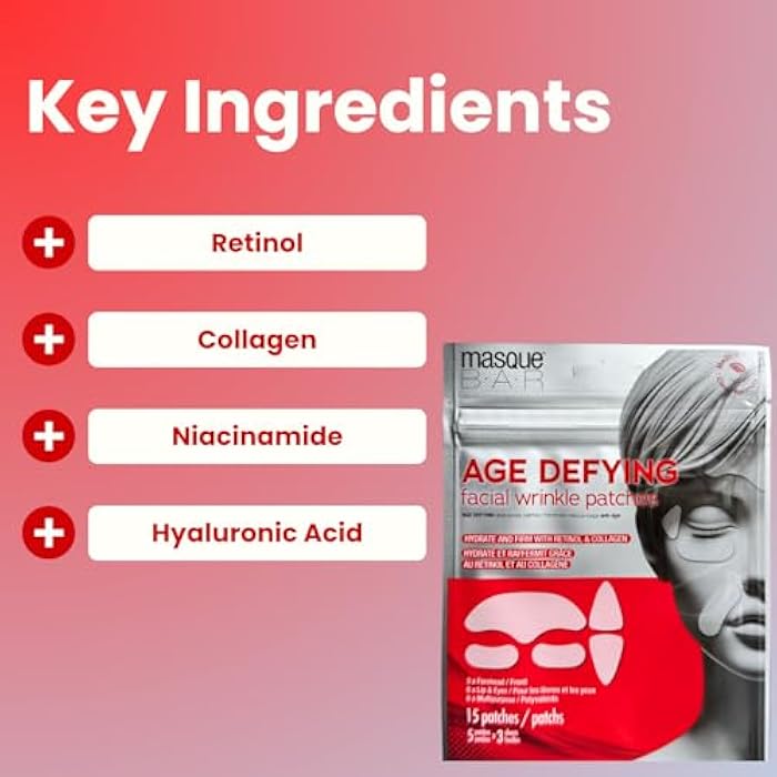 Masque Bar Age Defying Facial Wrinkle Patches - Anti-Wrinkle Patches with Retinol, Collagen & Hyaluronic Acid - Forehead Wrinkle Patches, Face Lift Patches, Korean Skincare for Skin Firming & Plumping - Image 5