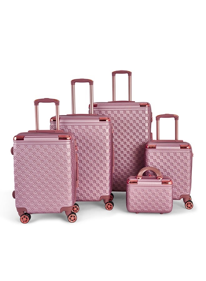 ليمرا طقم شنط سفر مكون من 5 حقائب أمتعة بـ 4 عجلات بتصميم حديث روزجولد - Image 1