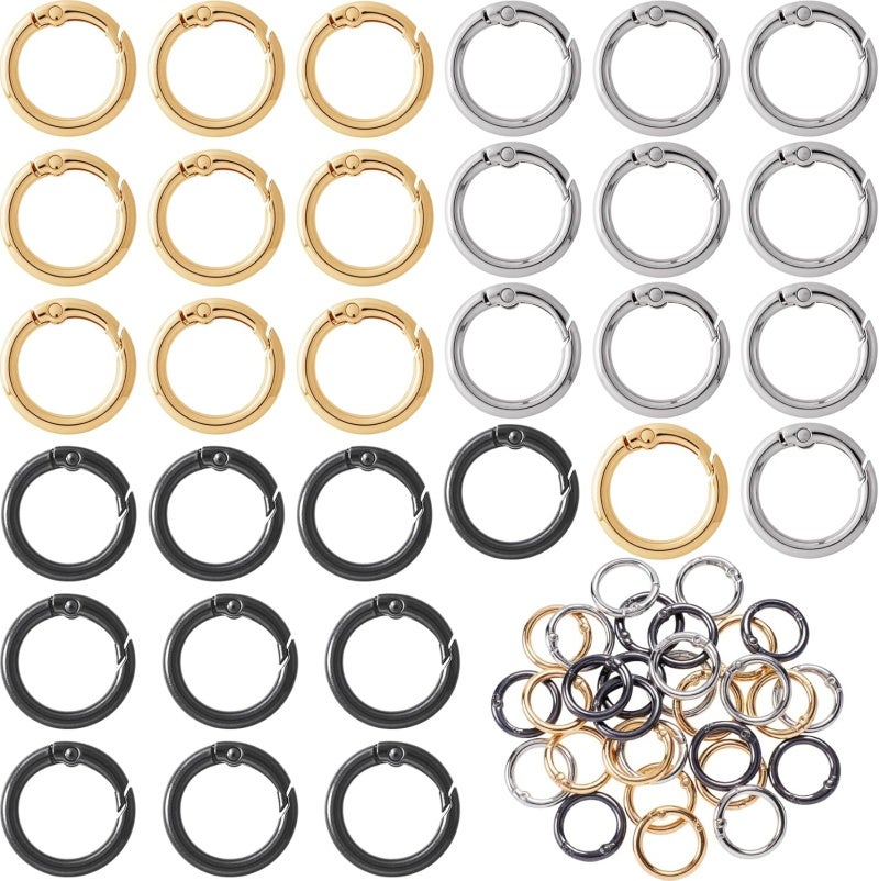 Spring Clips 30-Piece 24mm Zinc Alloy Set Effortless Quick-Release Spring Rings - Secure Firm Snap Spring Clips for DIY Keychains Lanyards Dog Collars Bag Accessories Crafting Enthusiasts - Image 1