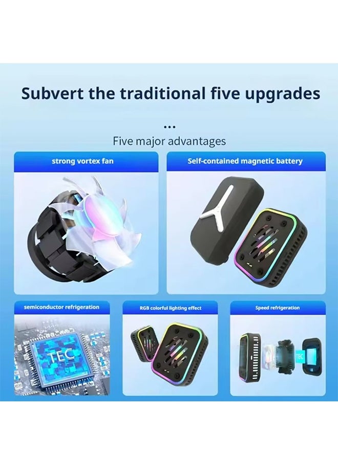 Magnetic Mobile Cooler，Mobile Phone Cooler Fan，USB Cooling Fan for Phone, Temp Smart Control, RGB Light，Universal Semiconductor Radiator Game Pad Holder Stand(SR-03-white)  - Image 5