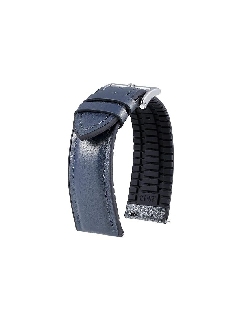 22mm Quick Release Premium Leather Replacement Band Hybrid Silicone Replacement Strap for Men Women for Huawei GT4 46 - GT3 46 - GT2 Pro -GT3 Pro- (Blue)