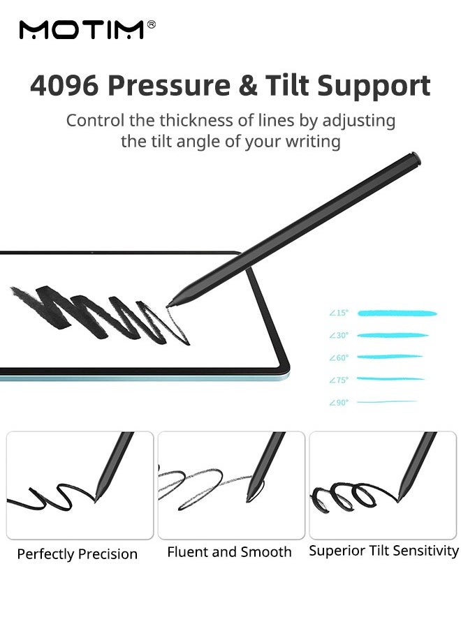 EMR Stylus Pen for Remarkable 2, Sam-sung, Kindle, 4096 Pressure Level Sensitivity, Palm Rejection, Natural Tilt, Tail Eraser and Magnetic, No Charging, 2 Spare Nibs & Clip
