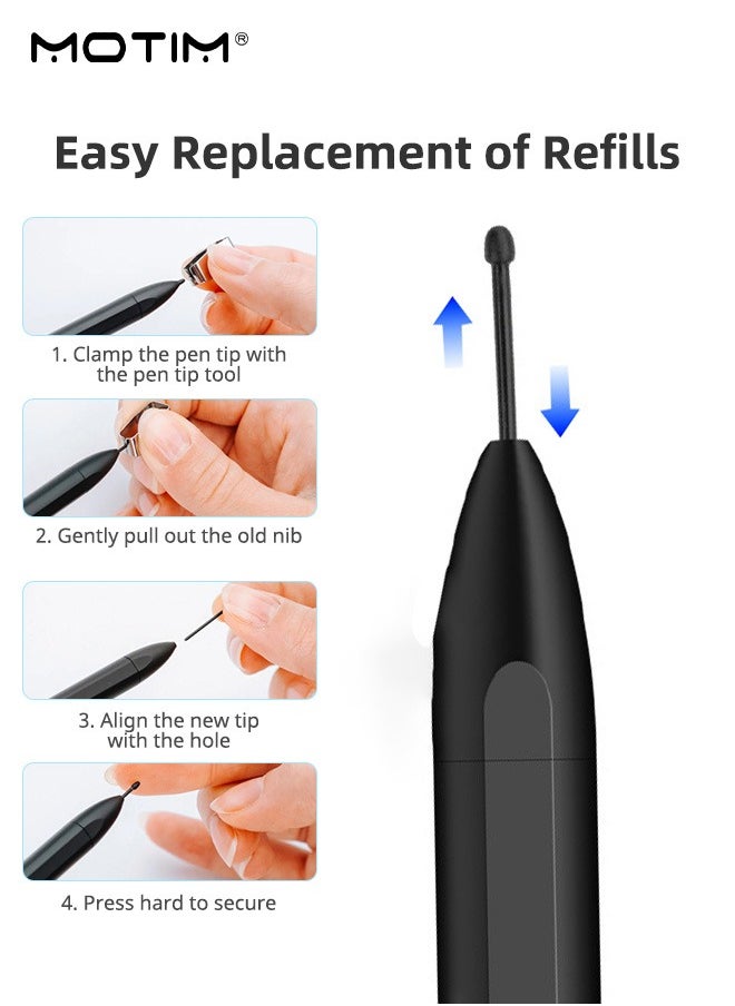 EMR Stylus Pen for Remarkable 2, Sam-sung, Kindle, 4096 Pressure Level Sensitivity, Palm Rejection, Natural Tilt, Tail Eraser and Magnetic, No Charging, 2 Spare Nibs & Clip