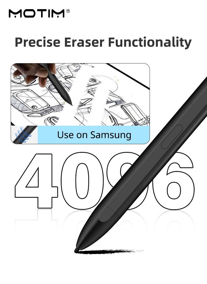 EMR Stylus Pen for Remarkable 2, Sam-sung, Kindle, 4096 Pressure Level Sensitivity, Palm Rejection, Natural Tilt, Tail Eraser and Magnetic, No Charging, 2 Spare Nibs & Clip