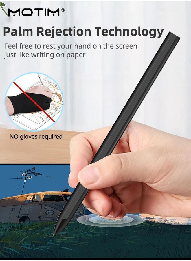 EMR Stylus Pen for Remarkable 2, Sam-sung, Kindle, 4096 Pressure Level Sensitivity, Palm Rejection, Natural Tilt, Tail Eraser and Magnetic, No Charging, 2 Spare Nibs & Clip