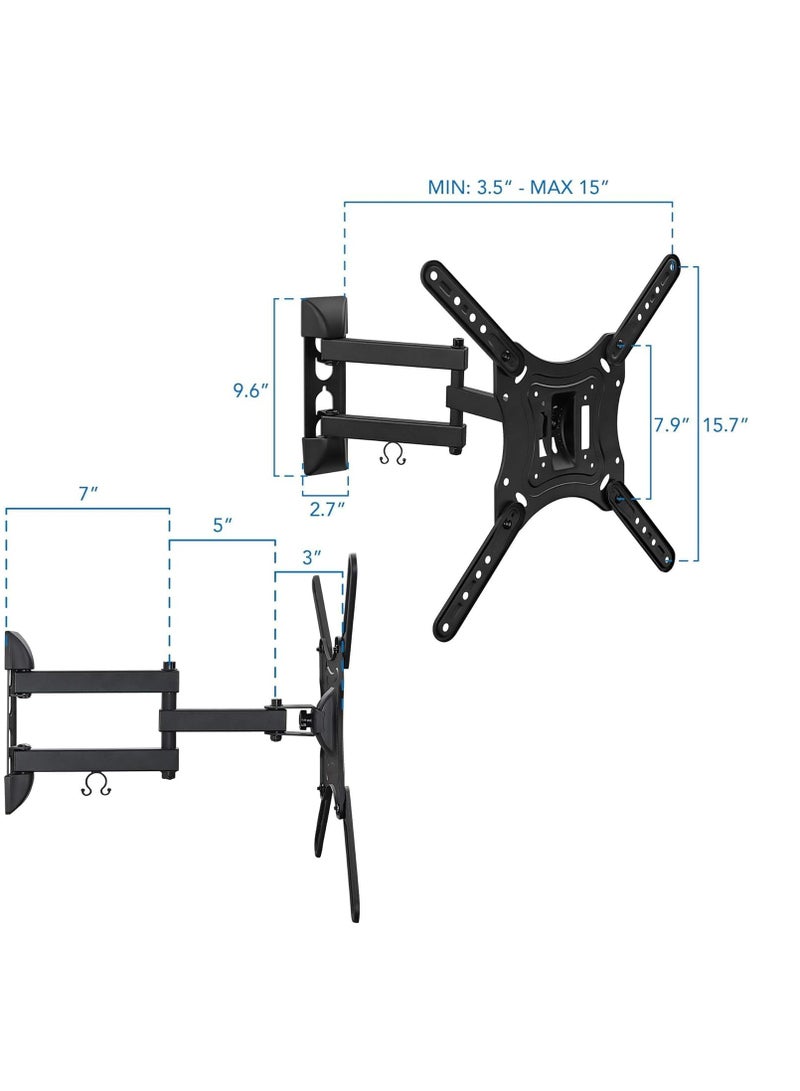ELTRAZONE Full Motion TV Wall Mount Bracket for 55 Inch Flat and Curved LCD LED OLED TVs, Swivel and Tilt Function, Extendable Arm with VESA 400x400mm, 66 lbs (30kg) Load Capacity, Adjustable Wall Mount for Home Theater or Office Setup - Image 2