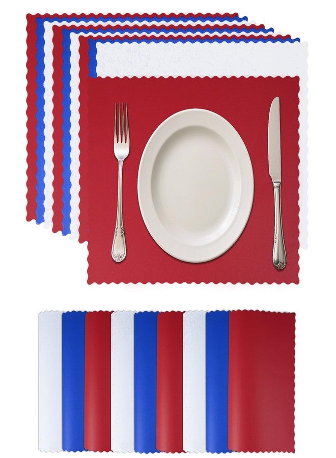 Aartner 120 Pcs Patriotic 4th of July Placemats, Red White and Blue Paper Placemats Scalloped Disposable Table Mats Party Decoration for Patriotic Memorial Day Labor Independence Day - Image 1