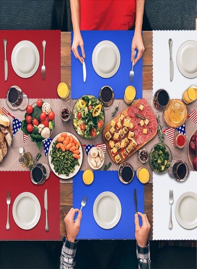 Aartner 120 Pcs Patriotic 4th of July Placemats, Red White and Blue Paper Placemats Scalloped Disposable Table Mats Party Decoration for Patriotic Memorial Day Labor Independence Day - Image 4