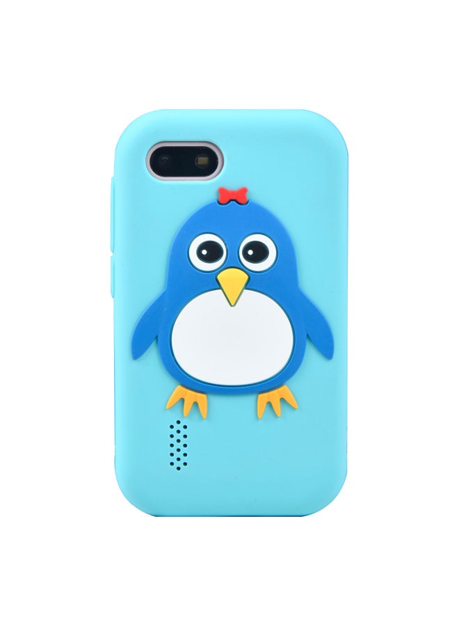 Generic Children's Smart Touch Phone Silicone Unicorn Penguin Toy Cross Mirror Mini Cartoon Digital 2.8 Inch-Body Color:Blue Penguin  - Image 1