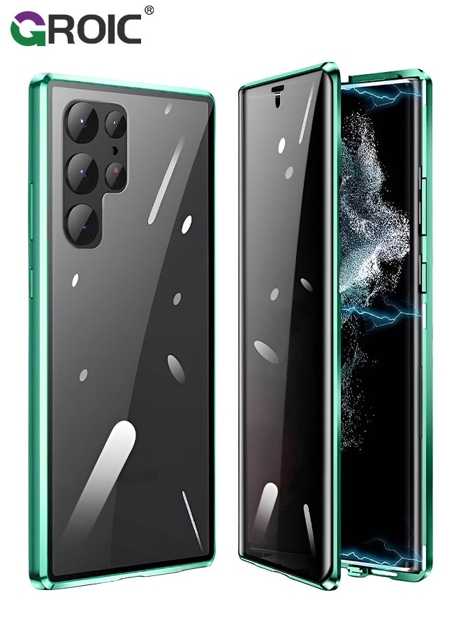 GROIC For Samsung Galaxy S24 Ultra Case,360 Degree Front and Back Tempered Glass Cover,Magnetic Adsorption Metal Bumper Phone Shell,Double Sided Tempered Glass Case for Galaxy S24 Ultra 6.8 inch  - Image 1
