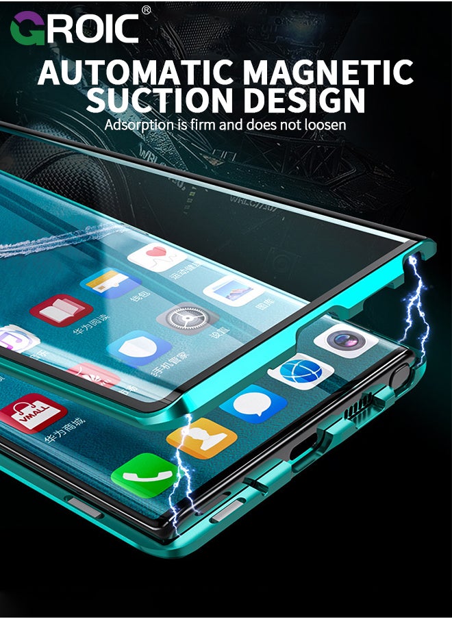 GROIC For Samsung Galaxy S24 Ultra Case,360 Degree Front and Back Tempered Glass Cover,Magnetic Adsorption Metal Bumper Phone Shell,Double Sided Tempered Glass Case for Galaxy S24 Ultra 6.8 inch  - Image 4