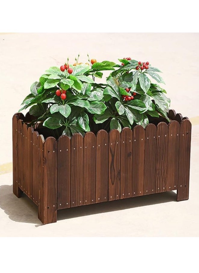 HOME TASTE Hometaste Rectangular Wooden Garden Planter Trough Flowers Basket For Succulents Plants Herbs Vegetable Indoor Outdoor Balcony Use - Artificial Wood Container Rustic Fence Planter  - Image 3