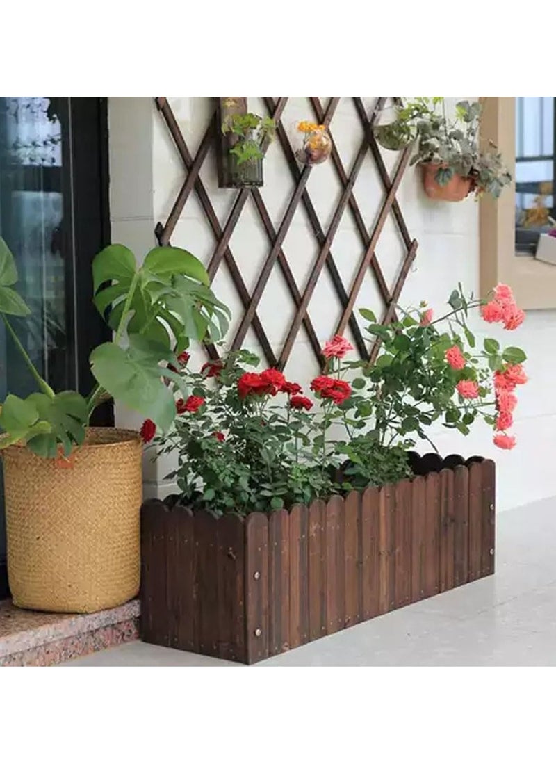 HOME TASTE Hometaste Rectangular Wooden Garden Planter Trough Flowers Basket For Succulents Plants Herbs Vegetable Indoor Outdoor Balcony Use - Artificial Wood Container Rustic Fence Planter  - Image 5