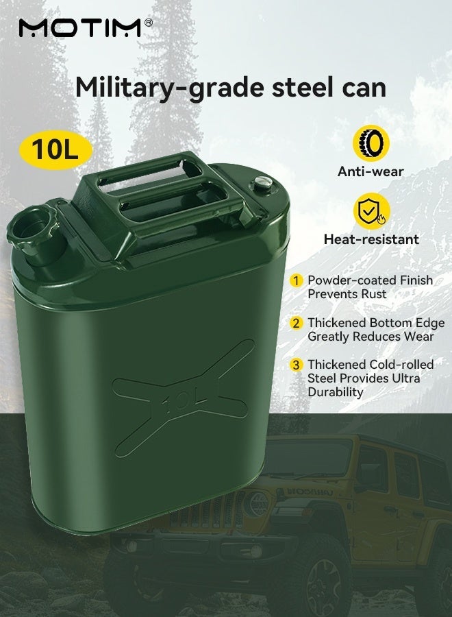 Motim Jerry Can - 10L, Heavy-Duty Empty Fuel Tanks with Rubber Gasket and Leak-Proof Construction, Ideal for Gasoline, Diesel, Water, Vehicles, Outdoor, Workshop, Liquid Storage, and Emergency Use - Image 2