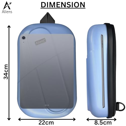 Aliens ABS Hard Shell Sling Bag | 180° Open Crossbody & One Side Shoulder Bag for Mens & Women, Office, Travel & Everyday Mini Backpack for iPad, Tablet, Smartphone,Charger,Headphone,HDD,Camera–Blue - Image 5