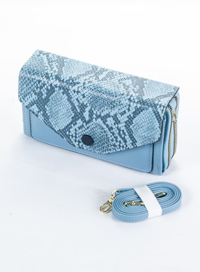 The Black Pearl Accessories 2*1 Blue Leather Mini Cross Bag and Wallet - Image 5
