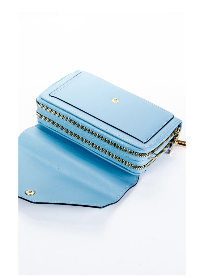 The Black Pearl Accessories 2*1 Blue Leather Mini Cross Bag and Wallet - Image 4