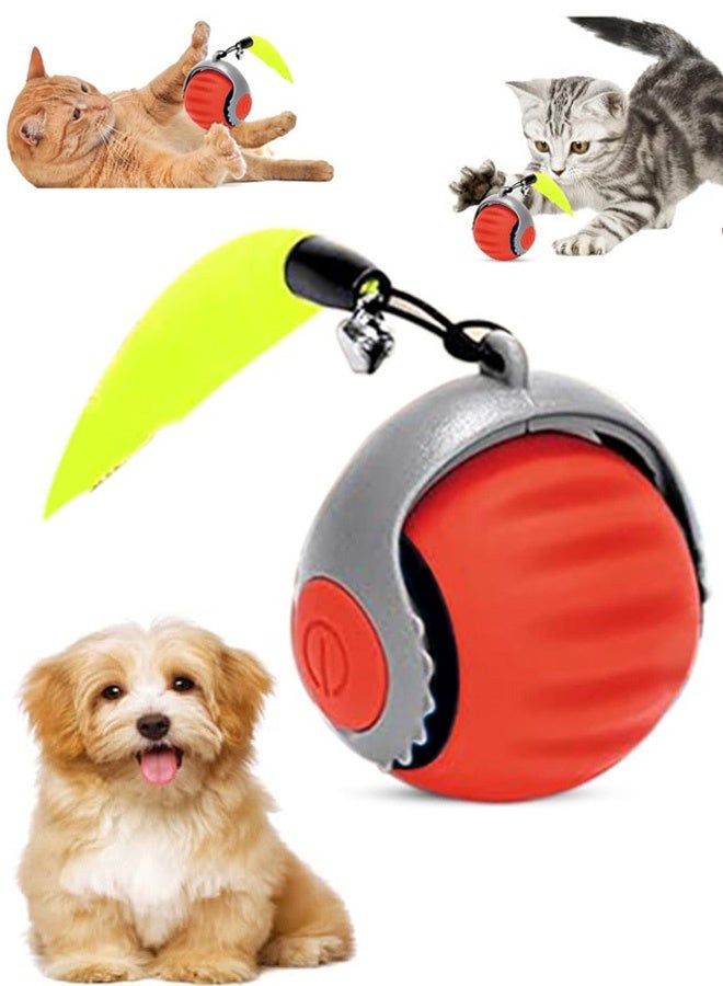 Interactive Cat Ball Speed Tail 3.0 Pet Toy Rolling Ball Interactive Toys 360° Smart Automatic Dog Kitten Toy USB Recharge Turbo Tail Electronic Bouncing Balls Orange Gift for Adult Cats Kittens Dog - Image 1