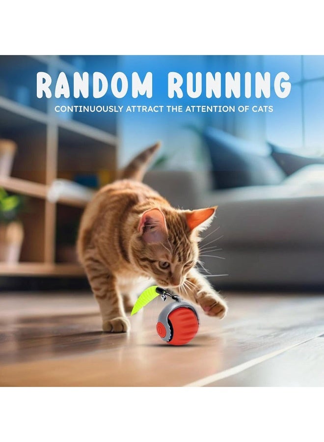 Interactive Cat Ball Speed Tail 3.0 Pet Toy Rolling Ball Interactive Toys 360° Smart Automatic Dog Kitten Toy USB Recharge Turbo Tail Electronic Bouncing Balls Orange Gift for Adult Cats Kittens Dog - Image 4