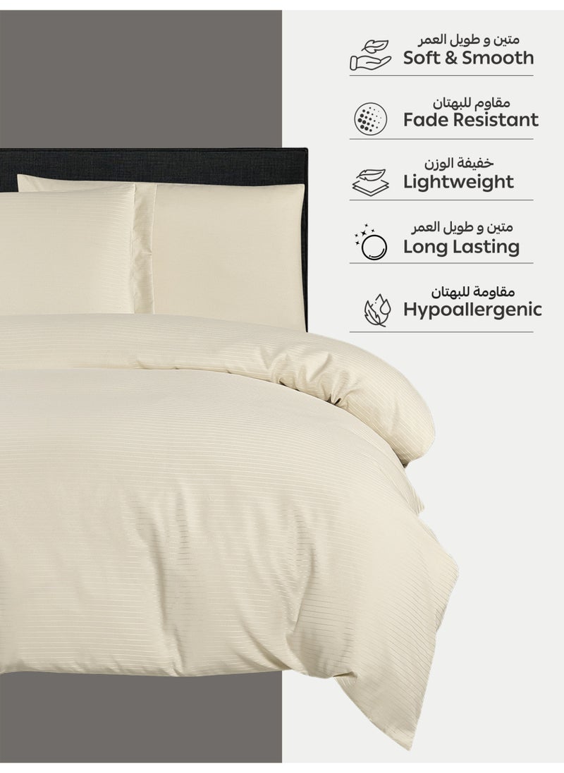 Donetella Striped Duvet Cover Set Single Size 170x230 cm - 4-Pcs Bed Set, Microfiber Fabric - 1 Duvet Cover, 1 Fitted Sheet, 1 Pillow Sham, 1 Pillowcase (Filler Not Included)  - Image 5